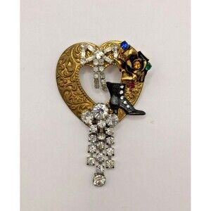 Gold Tone STEAM PUNK Style  Hand Made Brooch Pin
